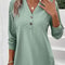 Women Solid Color V Neck Long Sleeve Button Top 2