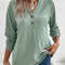 Women Solid Color V Neck Long Sleeve Button Top 3