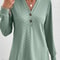 Women Solid Color V Neck Long Sleeve Button Top 4