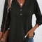 Women Solid Color V Neck Long Sleeve Button Top 5