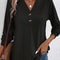 Women Solid Color V Neck Long Sleeve Button Top 5