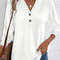 Women Solid Color V Neck Long Sleeve Button Top 7
