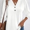 Women Solid Color V Neck Long Sleeve Button Top 7