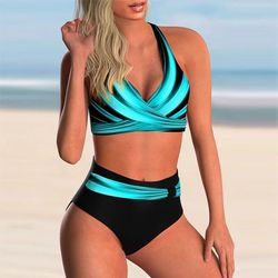 women push up bikini halter swimsuit high waist swimwear