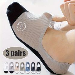 mens invisible socks breathable mesh boat socks 3 pairs