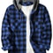 Mens Hooded Plaid Shirt Casual Slim Fit Long Sleeve Jacket 0
