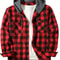Mens Hooded Plaid Shirt Casual Slim Fit Long Sleeve Jacket 11