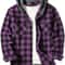 Mens Hooded Plaid Shirt Casual Slim Fit Long Sleeve Jacket 5