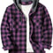Mens Hooded Plaid Shirt Casual Slim Fit Long Sleeve Jacket 5