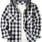 Mens Hooded Plaid Shirt Casual Slim Fit Long Sleeve Jacket 7