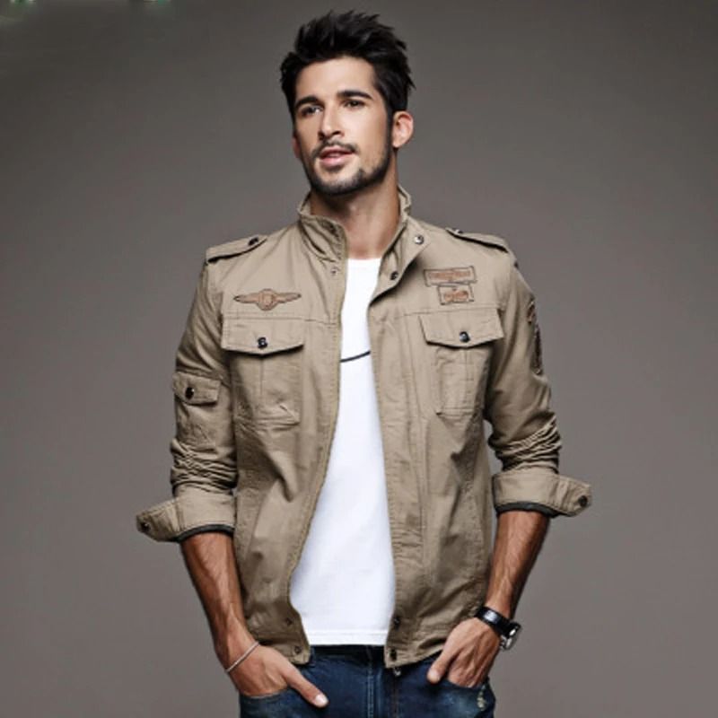 Mens Military Cargo Jacket Plus Size Casual Army Coat 6