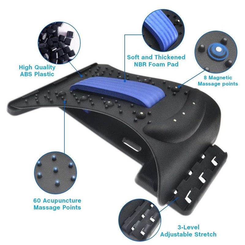 Adjustable Back Stretcher With MultiLevel Lumbar Support And Massage Points 1