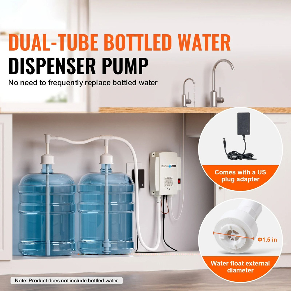 Automatic Electric Water Dispenser Pump System For 5 Gallon Bottles With Dual Inlet Tubes And Safet 2