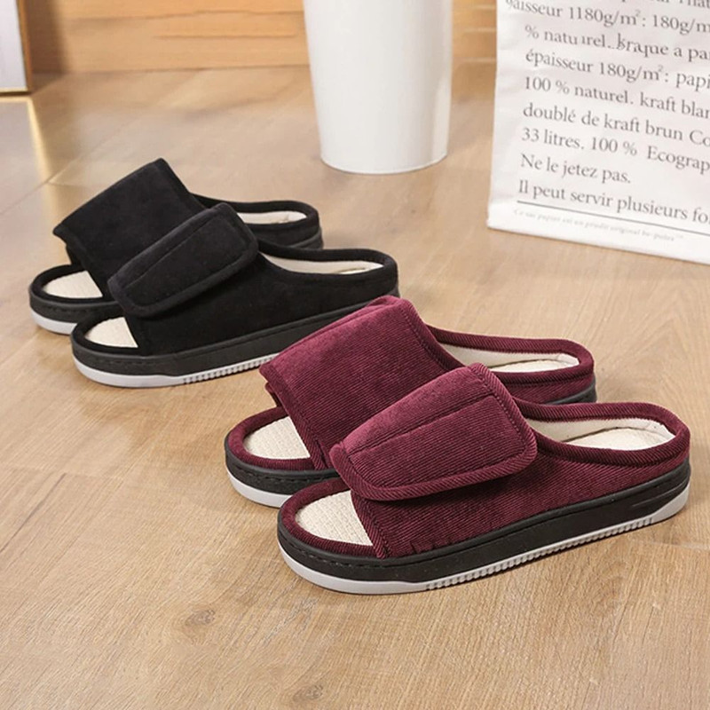 Men Women Diabetic Slippers Adjustable Open Toe Swollen Feet Shoes With Non Slip Sole 4