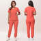 New Nurse Scrub Set V Neck Top With Jogger Pants Medical Workwear 2