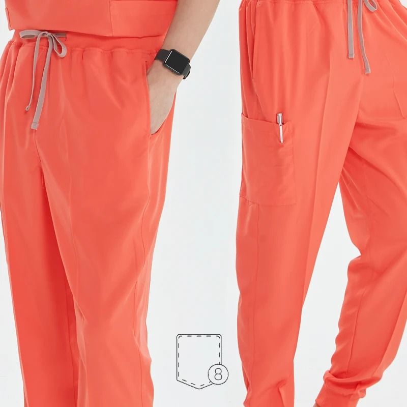 New Nurse Scrub Set V Neck Top With Jogger Pants Medical Workwear 4