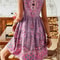 Plus Size Printed Pleated Sleeveless V Neck Summer Dress 4