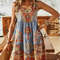 Plus Size Printed Pleated Sleeveless V Neck Summer Dress 5
