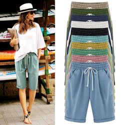 womens solid high waist harem pants casual loose summer trousers