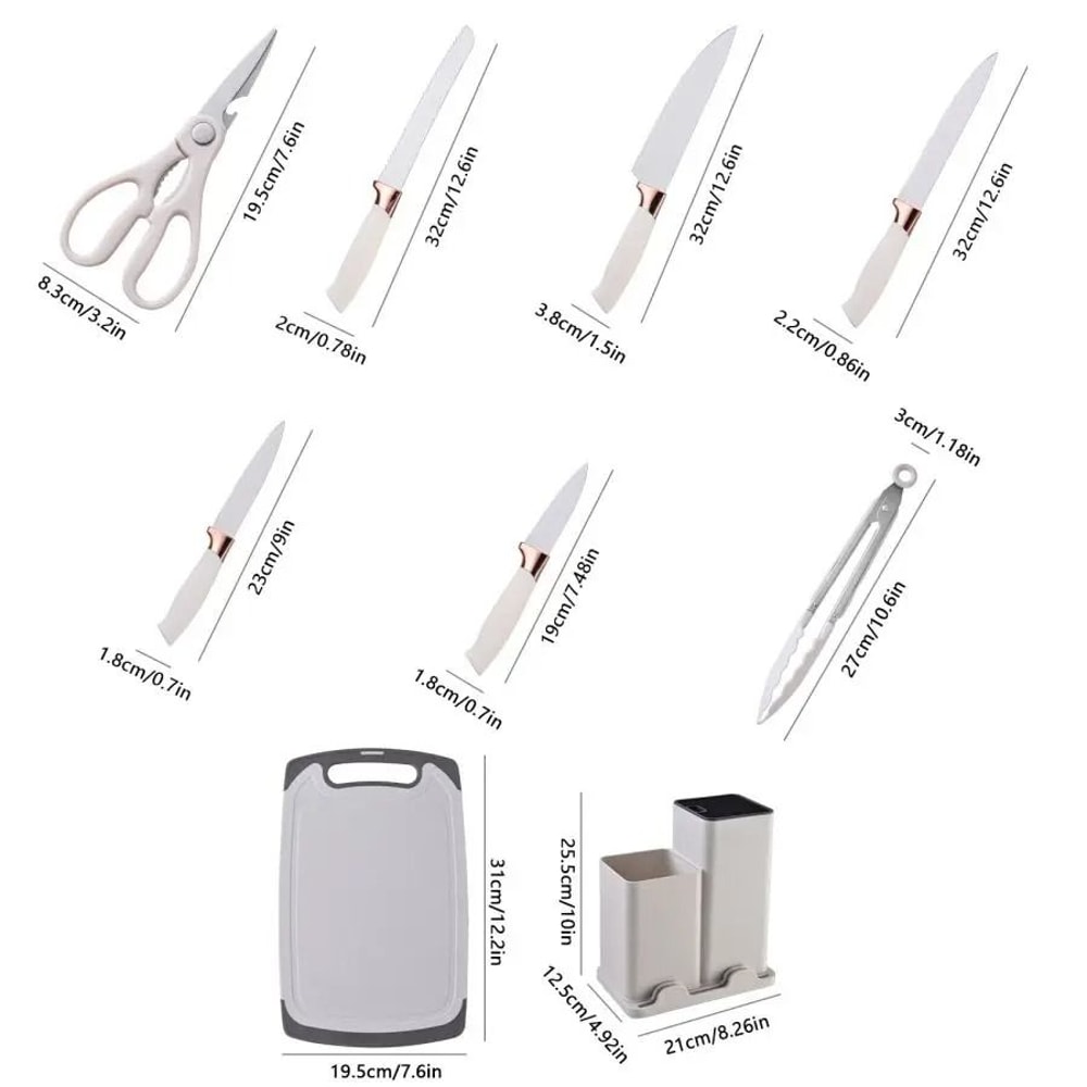 19 Piece Silicone Kitchenware Set With Knives Cutting Board And Utensils 2