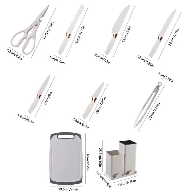 19 Piece Silicone Kitchenware Set With Knives Cutting Board And Utensils 2