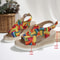Rainbow Graffiti Wedge Heels Sandals For Women Summer Peep Toe Platform Sandals With Buckle Strap 5