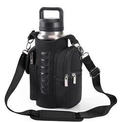 magnetic water bottle holder with phone pocket and shoulder strap