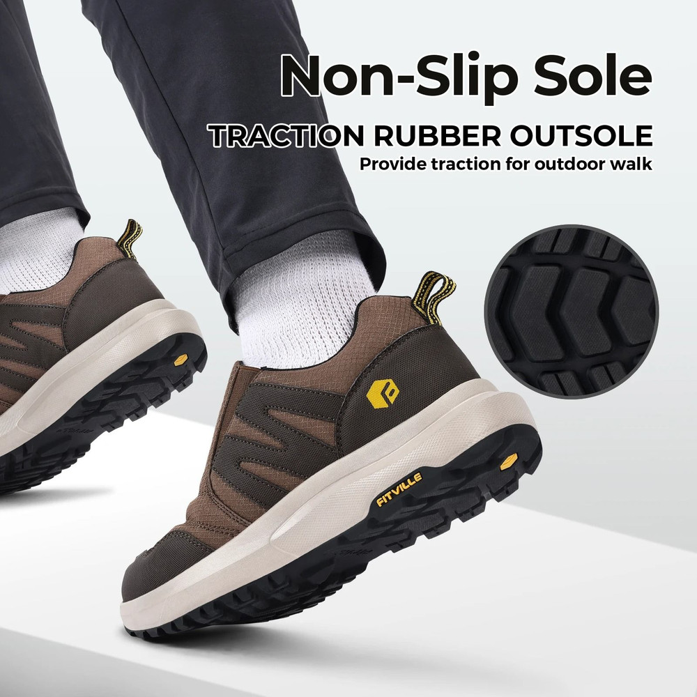 Mens Wide Width Slip On Hiking Loafers With Arch Support For Walking And Trekking 4