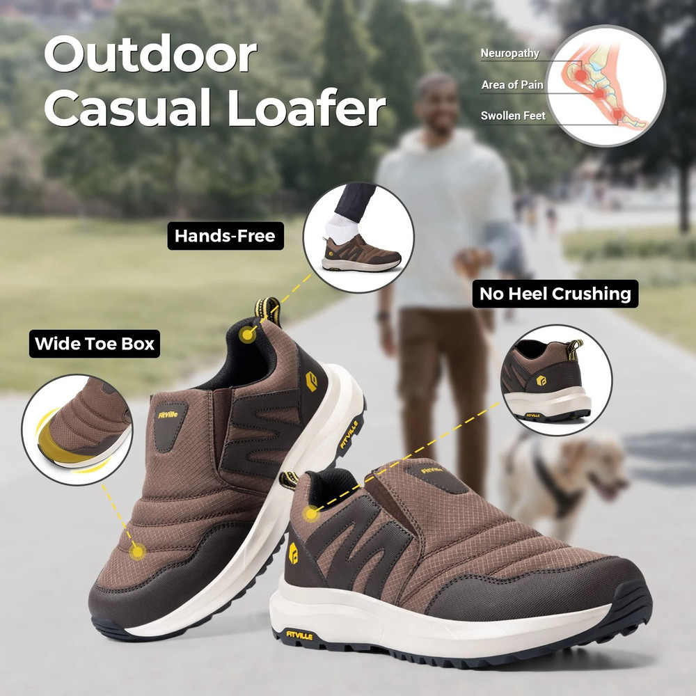 Mens Wide Width Slip On Hiking Loafers With Arch Support For Walking And Trekking 5