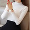 Women Mock Neck Ruffle Sweater Long Sleeve Knitted Pullover 11