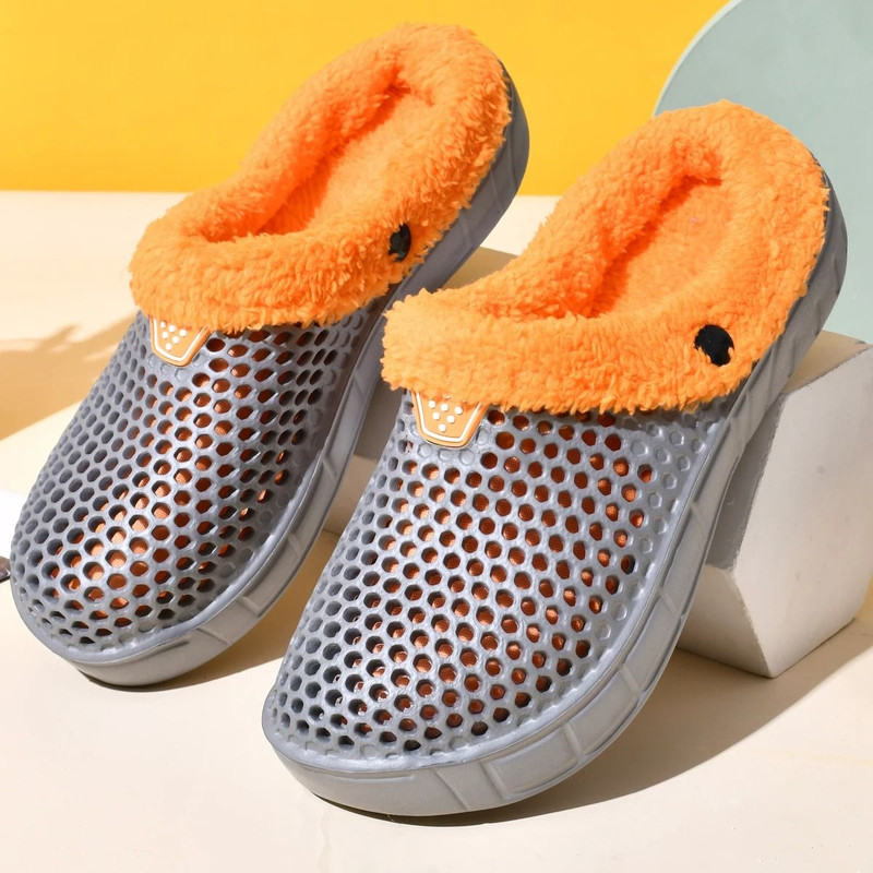 Couple Cotton Slippers Winter Warm Plush Indoor Clogs 5