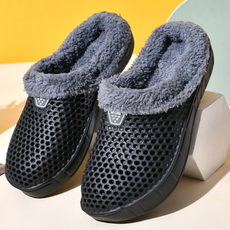 Couple Cotton Slippers Winter Warm Plush Indoor Clogs 6