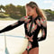 Women One Piece Swimsuit Long Sleeve Surfing Monokini 9