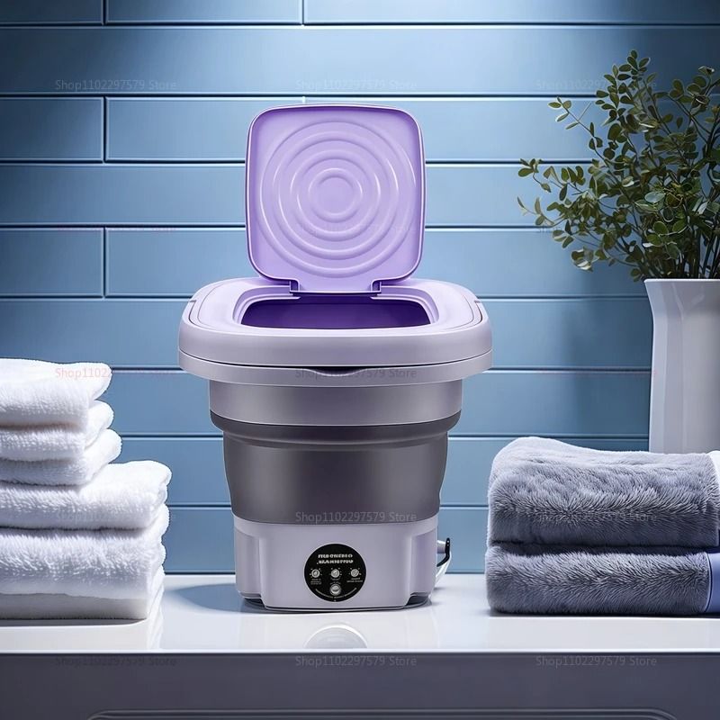 8L Portable Foldable Mini Washing Machine With Spin Dryer For Travel And Small Spaces 0