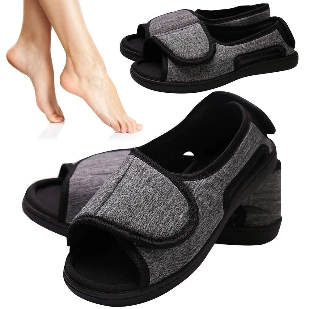 Adjustable Elderly Slippers Open Toe Sandals For Swollen Feet 0