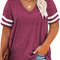 Womens Plus Size Casual V Neck Short Sleeve Loose T Shirt 1