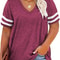 Womens Plus Size Casual V Neck Short Sleeve Loose T Shirt 1