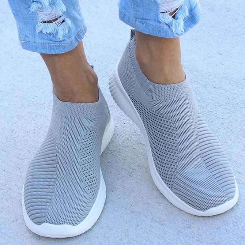 Womens Slip On Sneakers Casual Breathable White Sports Shoes 11