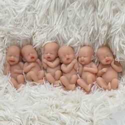 set of 6 mini silicone reborn baby dolls soft full body anti-stress collectible toys