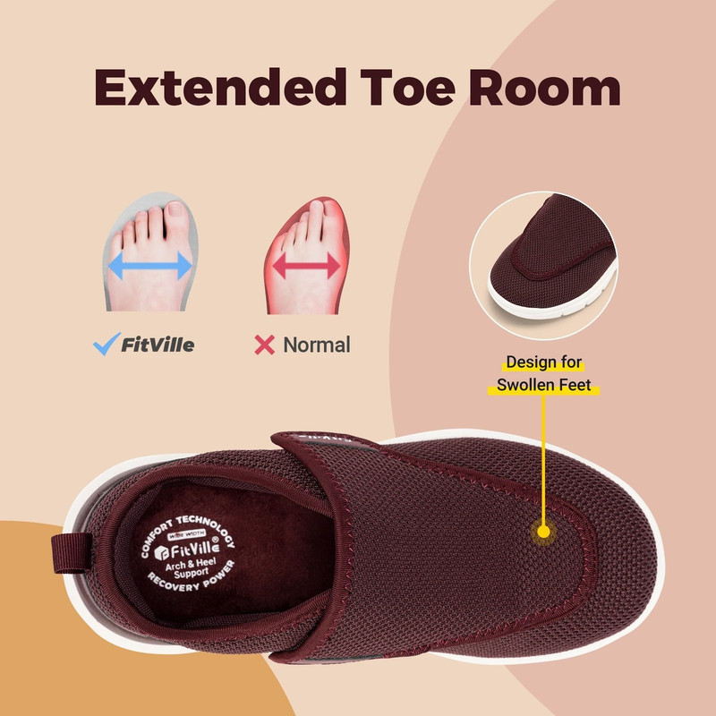 Extra Wide Comfortable Womens Diabetic Shoes For Pain Relief And Orthopedic Support 3