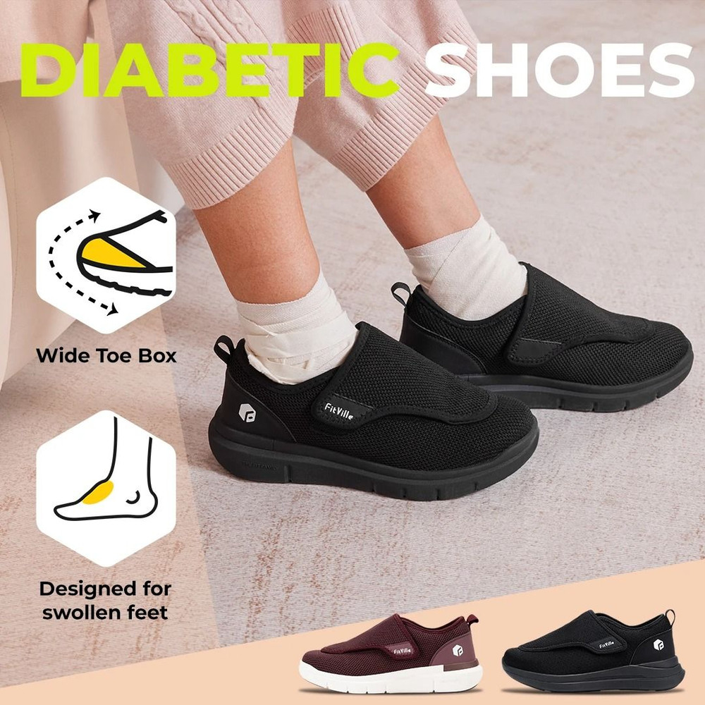 Extra Wide Comfortable Womens Diabetic Shoes For Pain Relief And Orthopedic Support 6