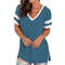 Spring Summer V Neck Short Sleeve Loose Solid Color Women T Shirt 7