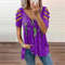 Summer Cold Shoulder Leopard Print Zipper V Neck Loose Casual Blouse 8