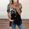 Summer Cold Shoulder Leopard Print Zipper V Neck Loose Casual Blouse 14