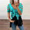Summer Cold Shoulder Leopard Print Zipper V Neck Loose Casual Blouse 15