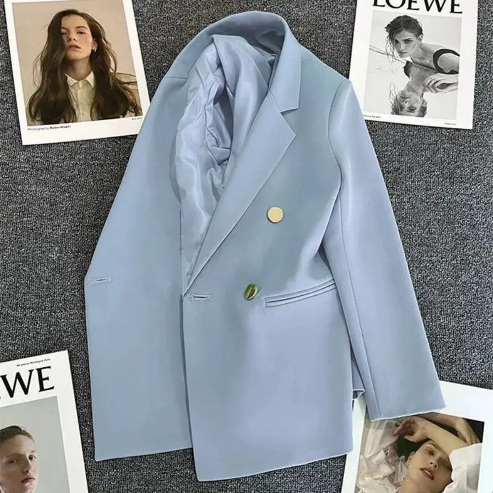 Womens Double Breasted Blazer Elegant Spring Autumn Coat 1