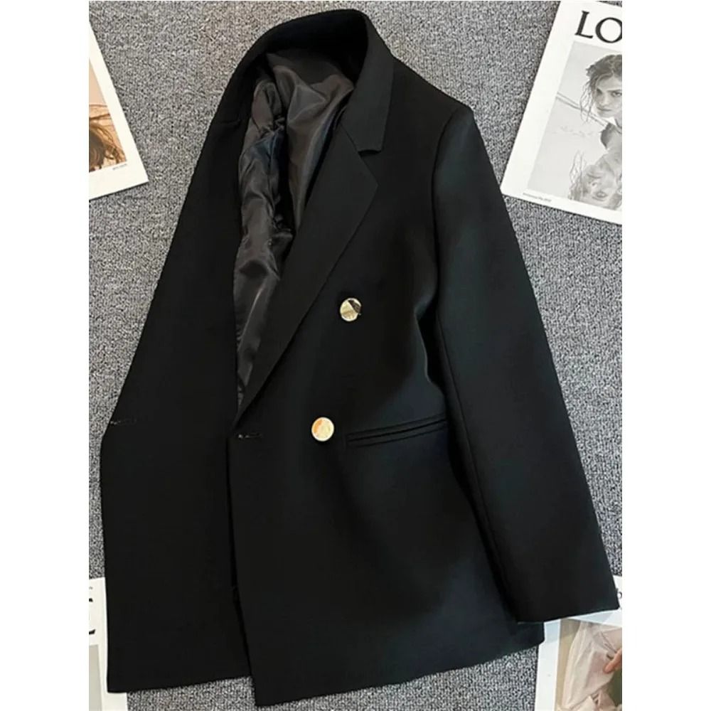 Womens Double Breasted Blazer Elegant Spring Autumn Coat 2
