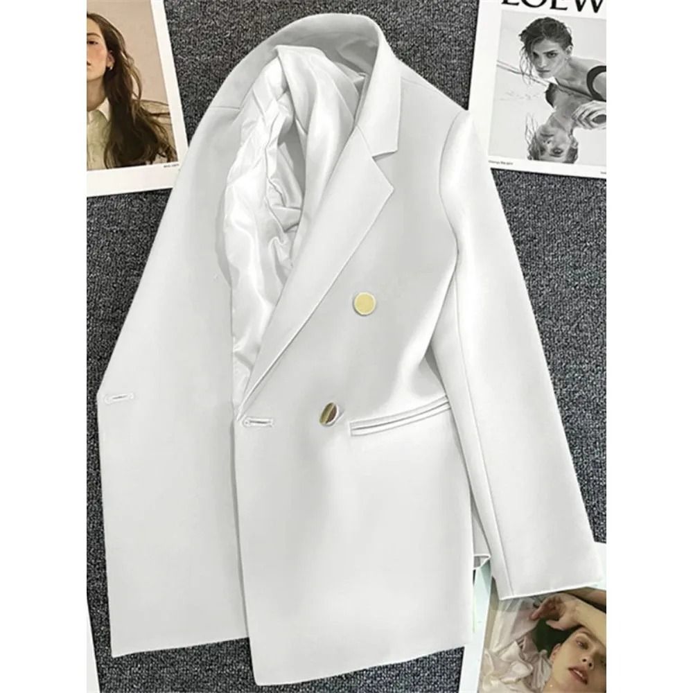 Womens Double Breasted Blazer Elegant Spring Autumn Coat 3