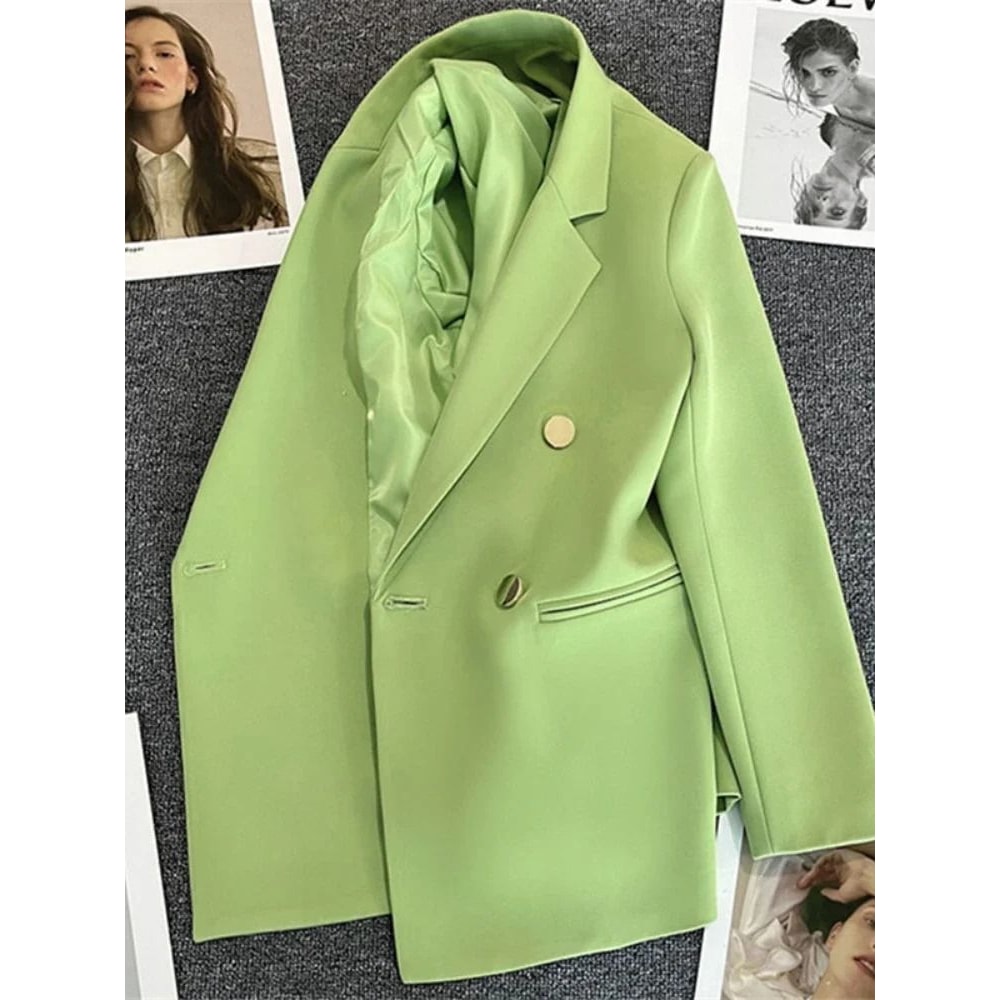 Womens Double Breasted Blazer Elegant Spring Autumn Coat 6