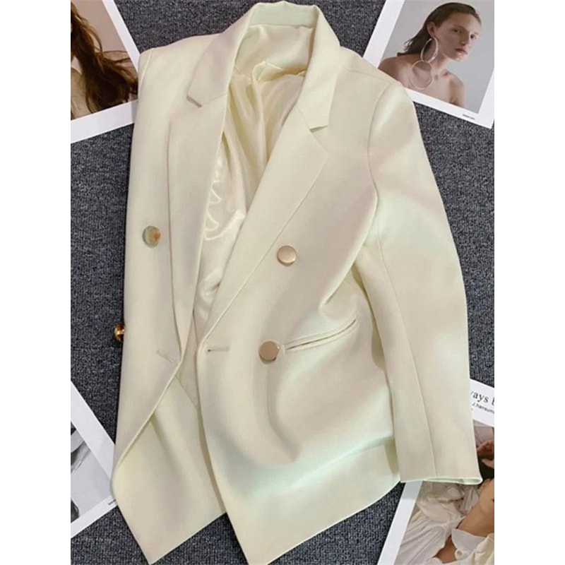 Womens Double Breasted Blazer Elegant Spring Autumn Coat 7